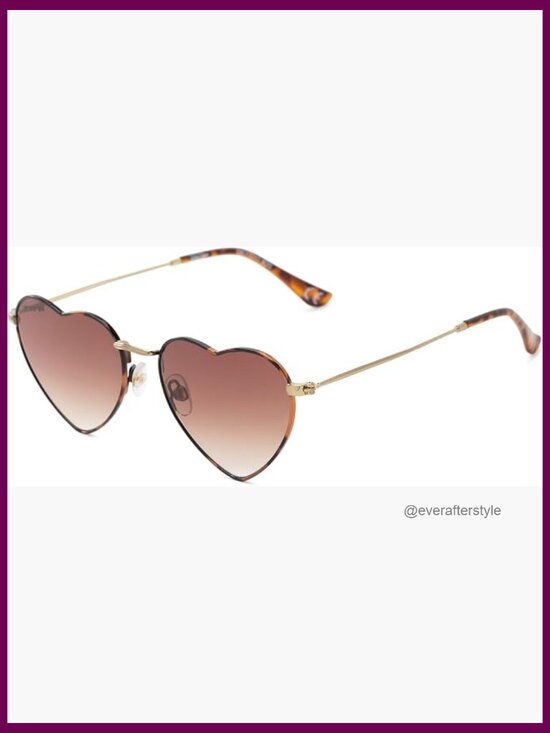 Metal Heart Sunglasses with Gradient Brown Lenses Non-Polarized UV Protection main image 6